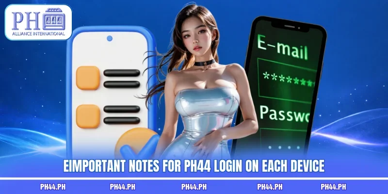 Important notes for PH44 login on each device