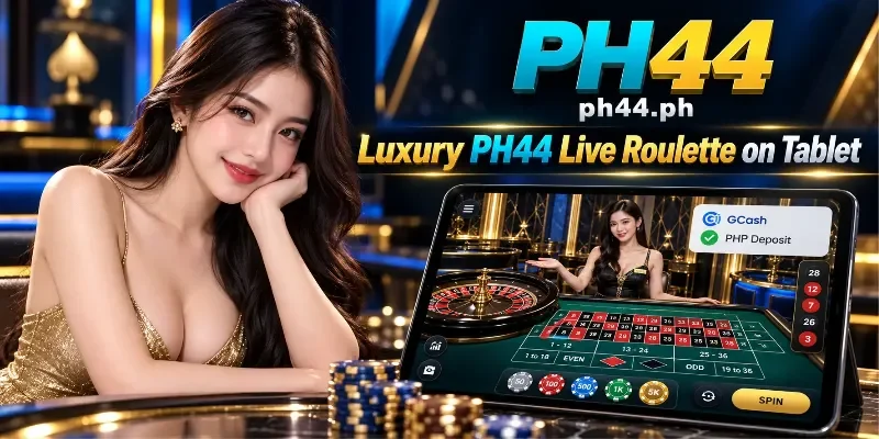 A live dealer online roulette table at PH44 casino, highlighting real money PHP bets using GCash and Maya in the Philippines.
